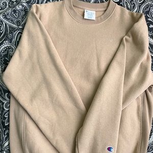 Tan Reverse Weave Crewneck Sweatshirt